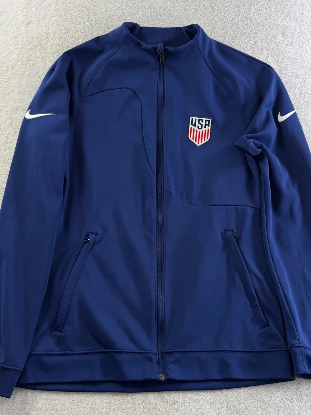 Nike USMNT USA Soccer Warm Up Jacket Mens S Slim Double Swoosh Big Logo Pre Game